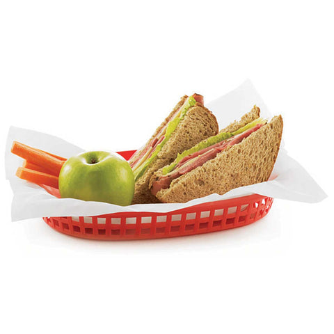 Tablecraft Plastic Red Oval Chicago Basket, 10.5 x 7 x 1.5 inch -- 36 per case