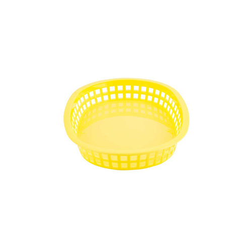 Tablecraft Plastic Yellow Oval Chicago Basket, 10.5 x 7 x 1.5 inch -- 36 per case