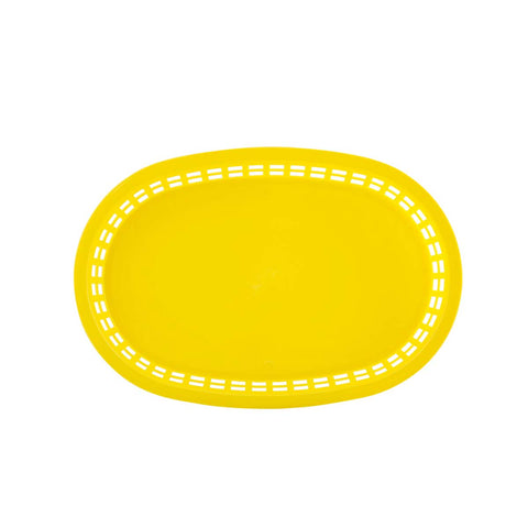 Tablecraft Plastic Yellow Oval Chicago Basket, 10.5 x 7 x 1.5 inch -- 36 per case
