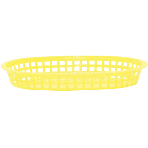 Tablecraft Plastic Yellow Oval Chicago Basket, 10.5 x 7 x 1.5 inch -- 36 per case