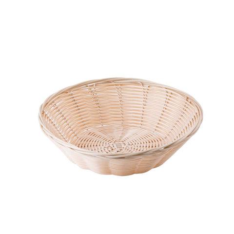 Tablecraft Plastic Round Natural Serving Basket, 8.5 x 8.5 x 2.25 inch -- 12 per case