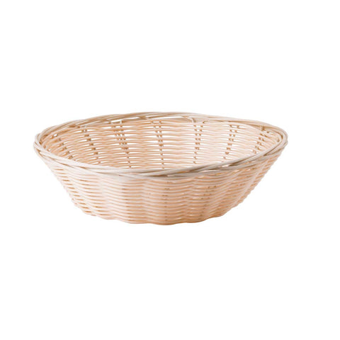 Tablecraft Plastic Round Natural Serving Basket, 8.5 x 8.5 x 2.25 inch -- 12 per case