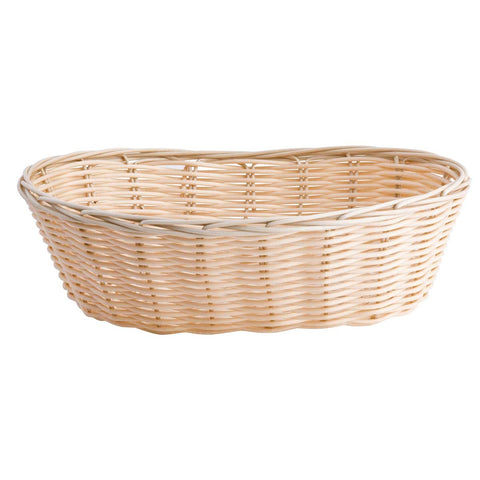 Tablecraft Plastic Oval Natural Serving Basket, 10 inch -- 12 per case