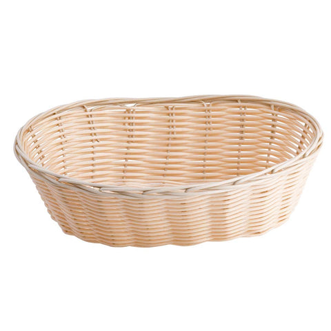 Tablecraft Plastic Oval Natural Serving Basket, 10 inch -- 12 per case