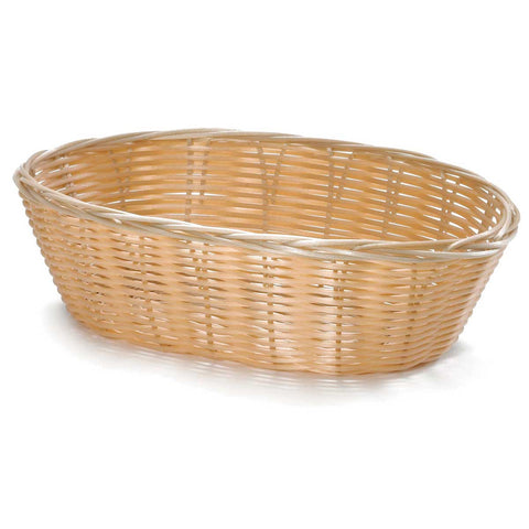 Tablecraft Plastic Oval Natural Serving Basket, 10 inch -- 12 per case