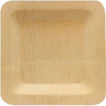 Tablecraft Disposable Bamboo Square Plate, 5 x 5 inch - 25 count per pack -- 1 pack per case.
