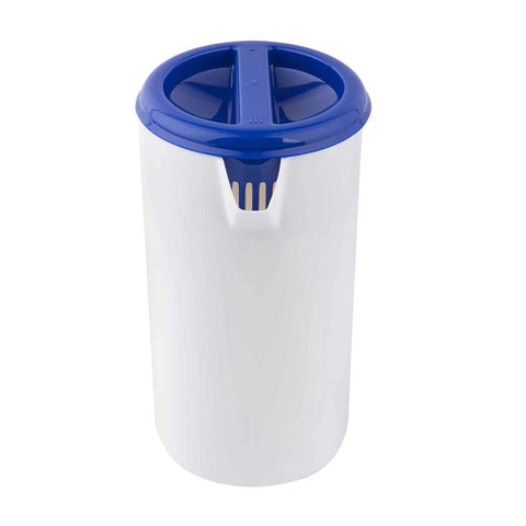Tablecraft White with Blue Lid Pitcher -- 12 per case