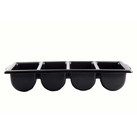 Tablecraft Plastic Black 4 Compartment Cutlery Bin -- 12 per case