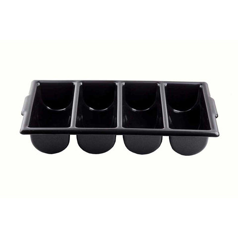 Tablecraft Plastic Black 4 Compartment Cutlery Bin -- 12 per case