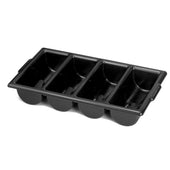 Tablecraft Plastic Black 4 Compartment Cutlery Bin -- 12 per case
