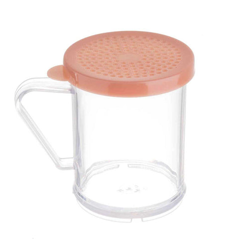 Tablecraft Plastic Dredge with Dusty Rose Medium Ground Lid, 10 Ounce -- 12 per case
