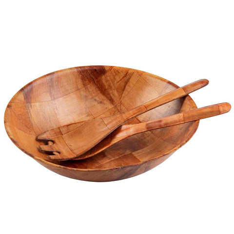 Tablecraft Mahogany Woven Wood Salad Bowl, 12 inch -- 12 per case
