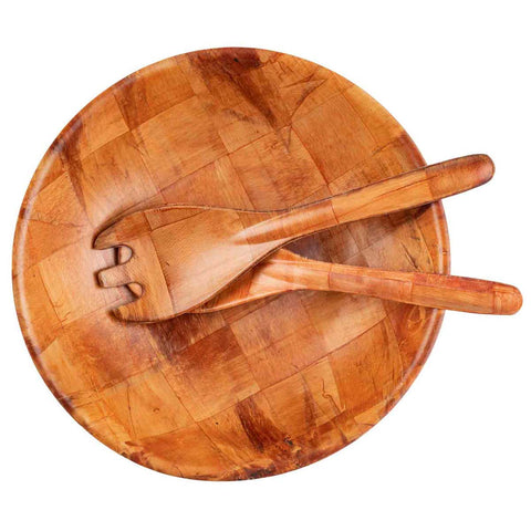 Tablecraft Mahogany Woven Wood Salad Bowl, 12 inch -- 12 per case