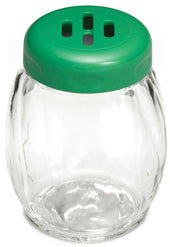 Tablecraft Green Slotted Plastic Top Swirl Glass Shaker, 6 Ounce -- 12 per case.