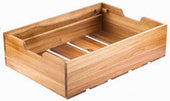 Tablecraft Acacia Wood Full Size Food Box Display Crate, 27.375 x 19.5 x 7.375 inch