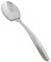 Tablecraft Dalton II Collection Brushed Finish 18/8 Stainless Steel Solid Serving Spoon with Hollow Handle, 13.25 inch