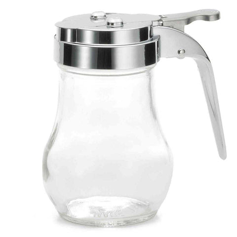 Tablecraft Teardrop Syrup Dispenser with Chrome ABS Top -- 12 per case