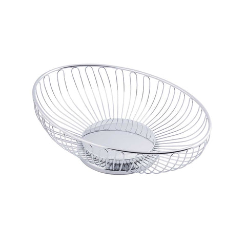 Tablecraft Chrome Plated Chalet Oval Serving Basket, 10.63 x 8.5 x 3.2 inch