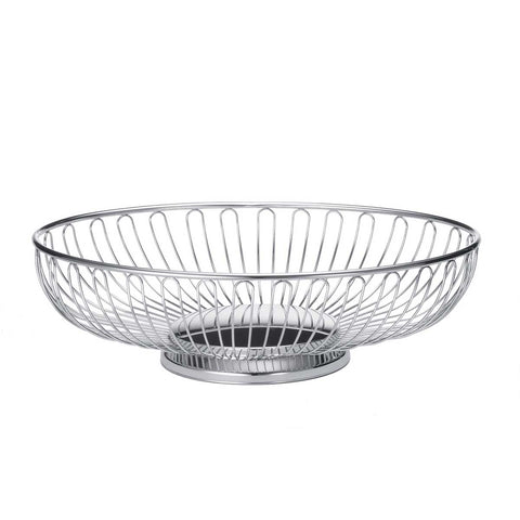 Tablecraft Chrome Plated Chalet Oval Serving Basket, 10.63 x 8.5 x 3.2 inch