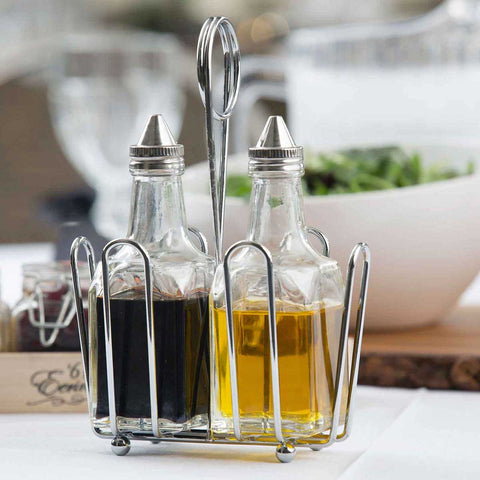 Tablecraft European Collection Square Glass Oil and Vinegar Bottle for Cruet Set, 6 Ounce -- 12 per case