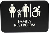 Tablecraft Plastic Ada Compliant Braille Family Restroom Handicap Accessible Sign, 6 x 9 inch