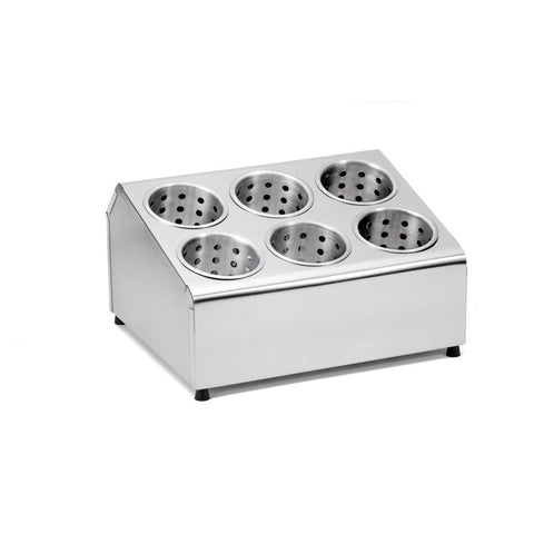 Tablecraft Stainless Steel Two Tier Six Hole Flatware Cylinder Holder Dispenser