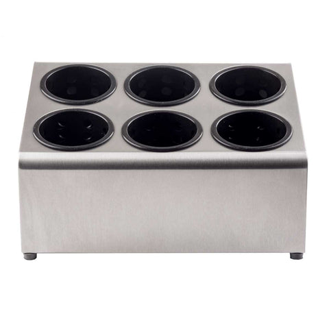 Tablecraft Stainless Steel Two Tier Six Hole Flatware Cylinder Holder Dispenser