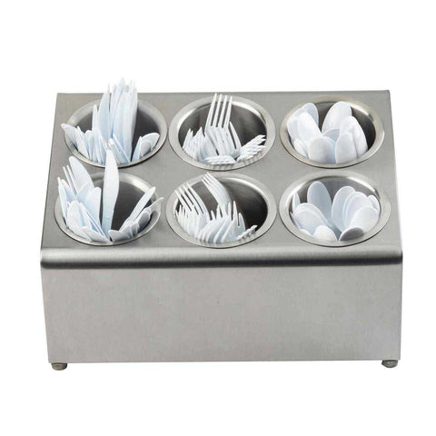Tablecraft Stainless Steel Two Tier Six Hole Flatware Cylinder Holder Dispenser