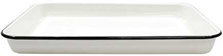 Tablecraft Enamelware Collection Creamy White with Black Rim Rectangular Serving Tray, 16 x 11.5 inch