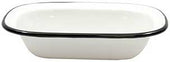Tablecraft Enamelware Collection Creamy White with Black Rim Rectangular Serving Pan, 7.75 x 5.75 x 1.75 inch