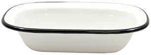 Tablecraft Enamelware Collection Creamy White with Black Rim Rectangular Serving Pan, 7.75 x 5.75 x 1.75 inch