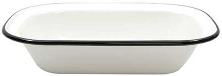 Tablecraft Enamelware Collection Creamy White with Black Rim Rectangular Serving Pan, 11 x 8.125 x 2.375 inch