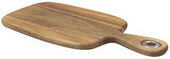 Tablecraft Acacia Collection Wood Bread Board with Brushed Nickel Eyelet, 8 x 6 x 0.6 inch