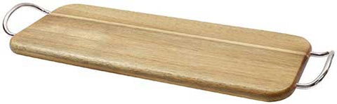 Tablecraft Acacia Collection Wood Rectangular Board with Brushed Nickel Handle, 17 x 7 x 0.6 inch