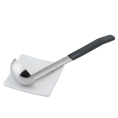 Tablecraft Antimicrobial Black Vinyl Coated Stainless Steel 2 Ounce Ladle with 9 inch Handle