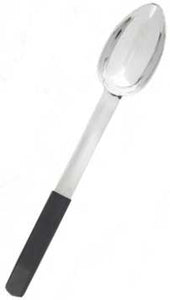 Tablecraft Anti Microbial Black Vinyl Coated Stainless Steel Solid Spoon, 8 Ounce