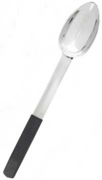 Tablecraft Anti Microbial Black Vinyl Coated Stainless Steel Solid Spoon, 8 Ounce