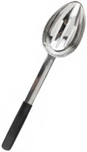 Tablecraft Anti Microbial Black Vinyl Coated Stainless Steel Slotted Spoon, 4 Ounce
