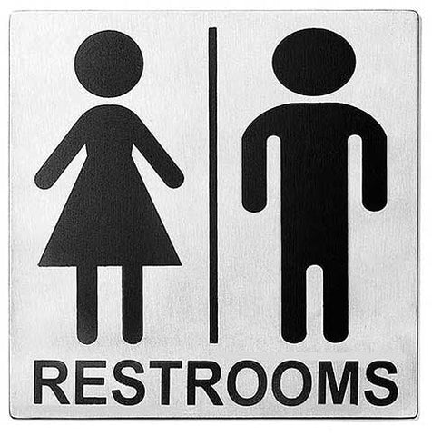 Tablecraft Contemporary Stainless Steel Women/Men Restroom Sign, 5 x 5 inch