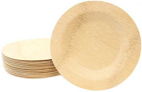 Tablecraft Disposable Bamboo Round Plate, 11 inch Diameter - 25 count per pack -- 1 pack per case.