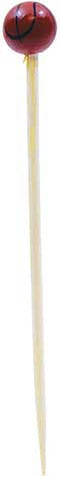Tablecraft Bamboo Basketball Sport Pick, 4.5 inch - 100 count per pack -- 12 packs per case.