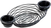 Tablecraft Artisan Collection Black Powder Coated Steel Oval Basket with Integrated Ramekins, 13 x 7 x 2 inch