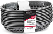 Tablecraft Gunmetal Classic Oval Basket, 9.375 x 6 x 1.875 inch - 12 count per pack -- 3 packs per case.