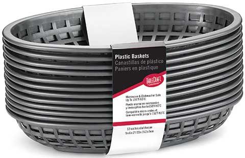 Tablecraft Gunmetal Classic Oval Basket, 9.375 x 6 x 1.875 inch - 12 count per pack -- 3 packs per case.