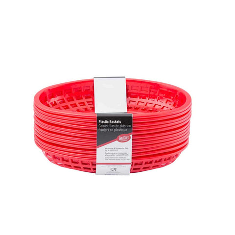 Tablecraft Plastic Red Oval Basket, 9.3 x 6 x 1.875 inch -- 36 per case