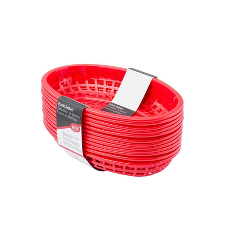 Tablecraft Plastic Red Oval Basket, 9.3 x 6 x 1.875 inch -- 36 per case