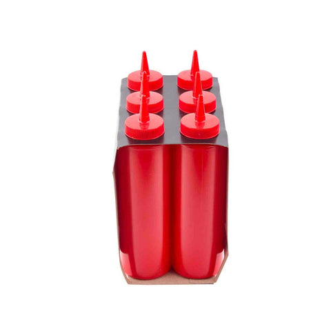 Tablecraft Red with Cone Tip and Natural Top Ketchup Squeeze Bottle, 12 Ounce Capacity -- 72 per case