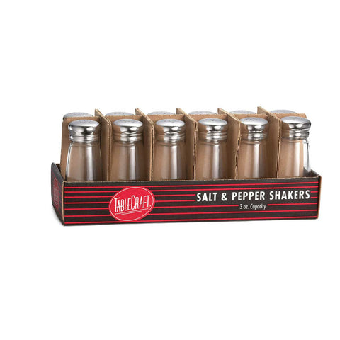 Tablecraft Cash and Carry Round Glass Salt and Pepper Shaker, 3 Ounce -- 12 per case