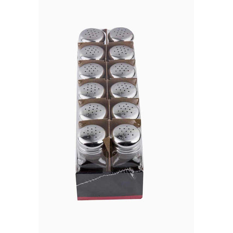 Tablecraft Stainless Steel Top Square Glass Salt and Pepper Shaker, 2 Ounce Capacity -- 48 per case