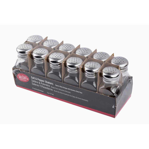 Tablecraft Stainless Steel Top Square Glass Salt and Pepper Shaker, 2 Ounce Capacity -- 48 per case